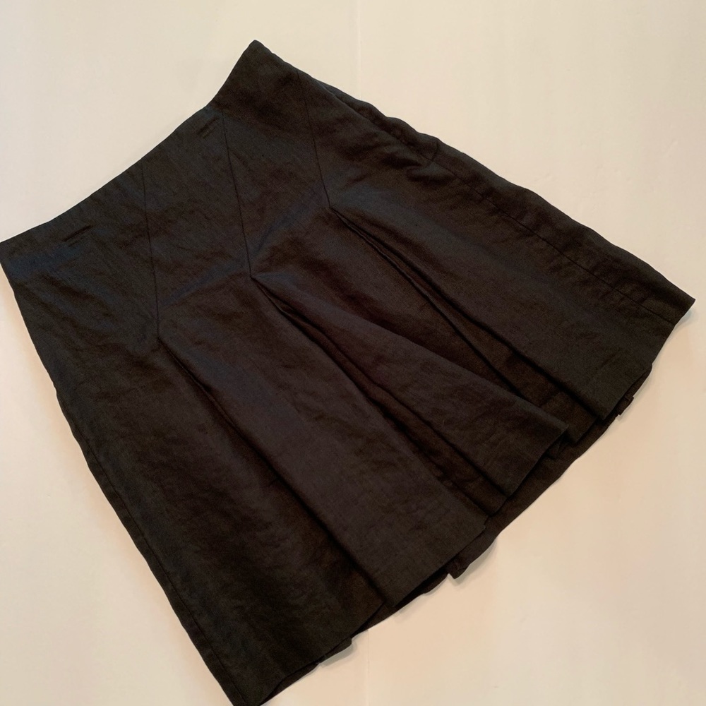 Loft Pleated Black Linen Skirt Size 0 petite